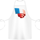 Curled France Flag French Day Football Cotton Apron 100% Organic White