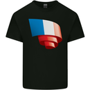 Curled France Flag French Day Football Kids T-Shirt Childrens Black