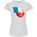 Curled France Flag French Day Football Womens Petite Cut T-Shirt White