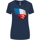 Curled France Flag French Day Football Womens Wider Cut T-Shirt Navy Blue
