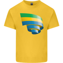 Curled Gabon Flag Gabonese Day Football Kids T-Shirt Childrens Yellow