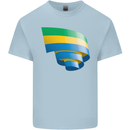 Curled Gabon Flag Gabonese Day Football Mens Cotton T-Shirt Tee Top Light Blue