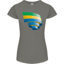 Curled Gabon Flag Gabonese Day Football Womens Petite Cut T-Shirt Charcoal