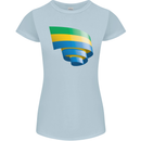 Curled Gabon Flag Gabonese Day Football Womens Petite Cut T-Shirt Light Blue