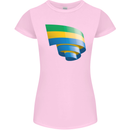Curled Gabon Flag Gabonese Day Football Womens Petite Cut T-Shirt Light Pink