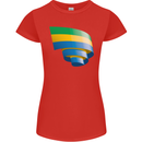Curled Gabon Flag Gabonese Day Football Womens Petite Cut T-Shirt Red