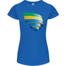 Curled Gabon Flag Gabonese Day Football Womens Petite Cut T-Shirt Royal Blue