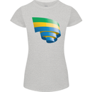 Curled Gabon Flag Gabonese Day Football Womens Petite Cut T-Shirt Sports Grey