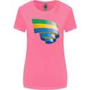 Curled Gabon Flag Gabonese Day Football Womens Wider Cut T-Shirt Azalea