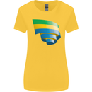 Curled Gabon Flag Gabonese Day Football Womens Wider Cut T-Shirt Yellow