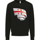 Curled Georgia Flag Georgian Day Football Kids Sweatshirt Jumper Black