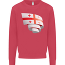 Curled Georgia Flag Georgian Day Football Kids Sweatshirt Jumper Heliconia