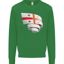 Curled Georgia Flag Georgian Day Football Kids Sweatshirt Jumper Irish Green