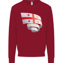 Curled Georgia Flag Georgian Day Football Kids Sweatshirt Jumper Red