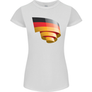 Curled Germany Flag German Day Football Womens Petite Cut T-Shirt White
