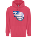 Curled Greece Flag Greek Day Football Childrens Kids Hoodie Heliconia