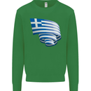 Curled Greece Flag Greek Day Football Kids Sweatshirt Jumper Irish Green