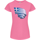 Curled Greece Flag Greek Day Football Womens Petite Cut T-Shirt Azalea
