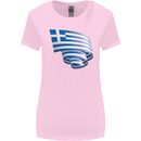 Curled Greece Flag Greek Day Football Womens Wider Cut T-Shirt Light Pink