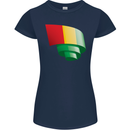 Curled Guinea Flag Guinean Day Football Womens Petite Cut T-Shirt Navy Blue