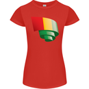 Curled Guinea Flag Guinean Day Football Womens Petite Cut T-Shirt Red