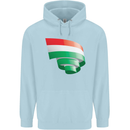 Curled Hungary Flag Hungarian Day Football Childrens Kids Hoodie Light Blue