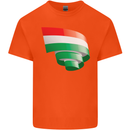 Curled Hungary Flag Hungarian Day Football Kids T-Shirt Childrens Orange
