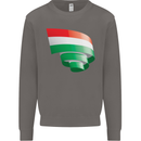 Curled Hungary Flag Hungarian Day Football Mens Sweatshirt Jumper Charcoal