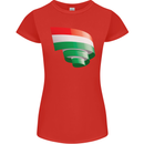 Curled Hungary Flag Hungarian Day Football Womens Petite Cut T-Shirt Red