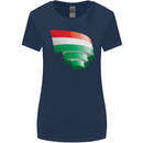 Curled Hungary Flag Hungarian Day Football Womens Wider Cut T-Shirt Navy Blue
