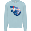 Curled Iceland Flag Icelander Day Football Mens Sweatshirt Jumper Light Blue