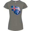 Curled Iceland Flag Icelander Day Football Womens Petite Cut T-Shirt Charcoal