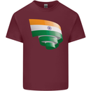 Curled India Flag Indian Day Football Mens Cotton T-Shirt Tee Top Maroon