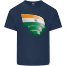 Curled India Flag Indian Day Football Mens Cotton T-Shirt Tee Top Navy Blue