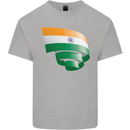Curled India Flag Indian Day Football Mens Cotton T-Shirt Tee Top Sports Grey