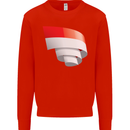 Curled Indonesia Flag Indonesian Day Football Kids Sweatshirt Jumper Bright Red