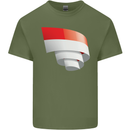Curled Indonesia Flag Indonesian Day Football Mens Cotton T-Shirt Tee Top Military Green