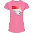 Curled Indonesia Flag Indonesian Day Football Womens Petite Cut T-Shirt Azalea