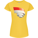 Curled Indonesia Flag Indonesian Day Football Womens Petite Cut T-Shirt Yellow