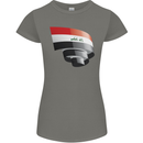 Curled Iraq Flag Iraqi Day Football Womens Petite Cut T-Shirt Charcoal