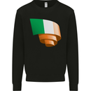 Curled Ireland Flag Irish St Patricks Day Football Kids Sweatshirt Jumper Black