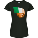 Curled Ireland Flag Irish St Patricks Day Football Womens Petite Cut T-Shirt Black