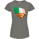 Curled Ireland Flag Irish St Patricks Day Football Womens Petite Cut T-Shirt Charcoal
