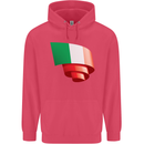 Curled Italy Flag Italians Day Football Childrens Kids Hoodie Heliconia