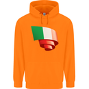 Curled Italy Flag Italians Day Football Childrens Kids Hoodie Orange