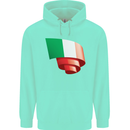 Curled Italy Flag Italians Day Football Childrens Kids Hoodie Peppermint