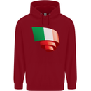 Curled Italy Flag Italians Day Football Childrens Kids Hoodie Red