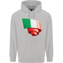 Curled Italy Flag Italians Day Football Childrens Kids Hoodie Sports Grey