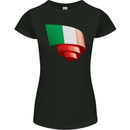 Curled Italy Flag Italians Day Football Womens Petite Cut T-Shirt Black