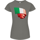 Curled Italy Flag Italians Day Football Womens Petite Cut T-Shirt Charcoal